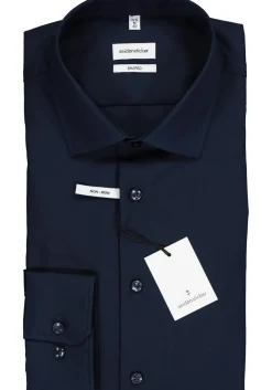 Seidensticker shaped fit overhemd, donkerblauw