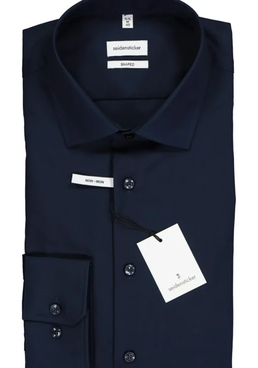 Seidensticker shaped fit overhemd, donkerblauw