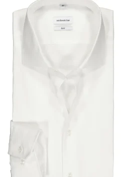 Seidensticker slim fit overhemd, wit fijn Oxford