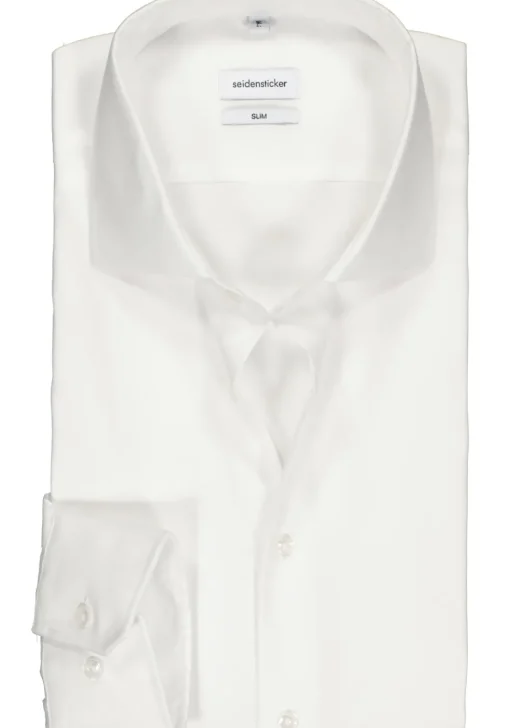 Seidensticker slim fit overhemd, wit fijn Oxford