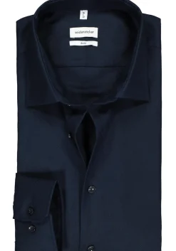 Seidensticker slim fit overhemd, donkerblauw structuur