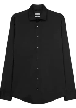 Seidensticker slim fit overhemd, twill, zwart