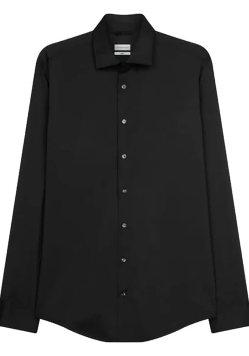 Seidensticker slim fit overhemd, twill, zwart