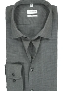Seidensticker slim fit overhemd, grijs fil a fil