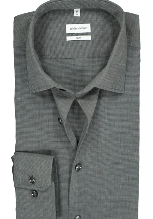 Seidensticker slim fit overhemd, grijs fil a fil