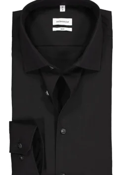Seidensticker slim fit overhemd, mouwlengte 7, zwart