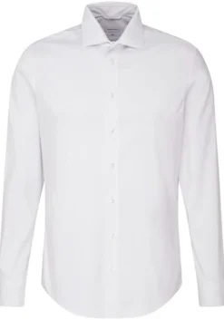 Seidensticker slim fit overhemd, twill, wit