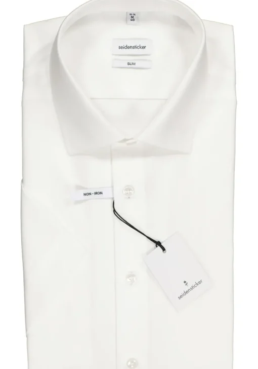 Seidensticker slim fit overhemd, korte mouw, wit