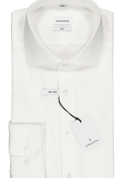 Seidensticker slim fit overhemd, wit fijn Oxford