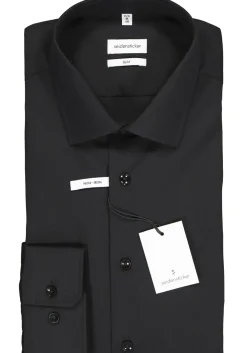Seidensticker slim fit overhemd, zwart