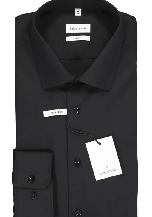 Seidensticker slim fit overhemd, zwart