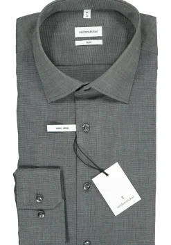 Seidensticker slim fit overhemd, grijs fil a fil