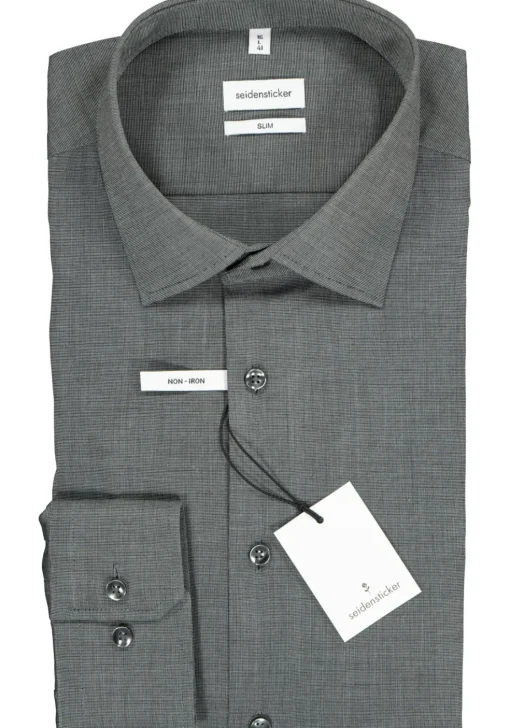 Seidensticker slim fit overhemd, grijs fil a fil