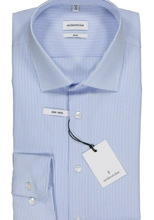 Seidensticker slim fit overhemd, lichtblauw gestreept