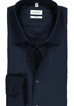 Seidensticker x-slim fit overhemd, donkerblauw structuur