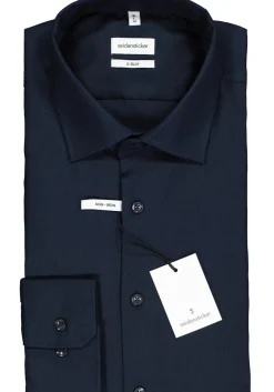 Seidensticker x-slim fit overhemd, donkerblauw structuur