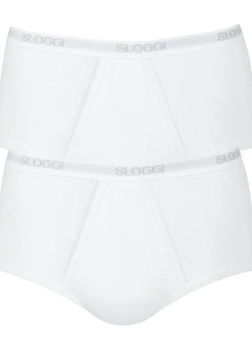 Sloggi Men Basic Maxi, heren slips met gulp (2-pack), wit