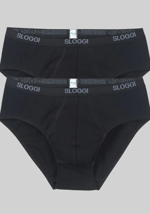 Sloggi Men Basic Midi, heren slips (2-pack), zwart