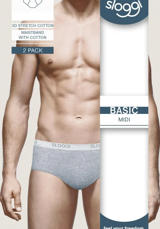Sloggi Men Basic Midi, heren slips (2-pack), grijs