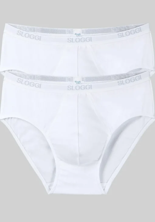 Sloggi Men Basic Midi, heren slips (2-pack), wit
