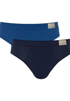 Sloggi Men GO Natural Brief, heren slip met smalle zijkanten (2-pack), kobalt- en donkerblauw