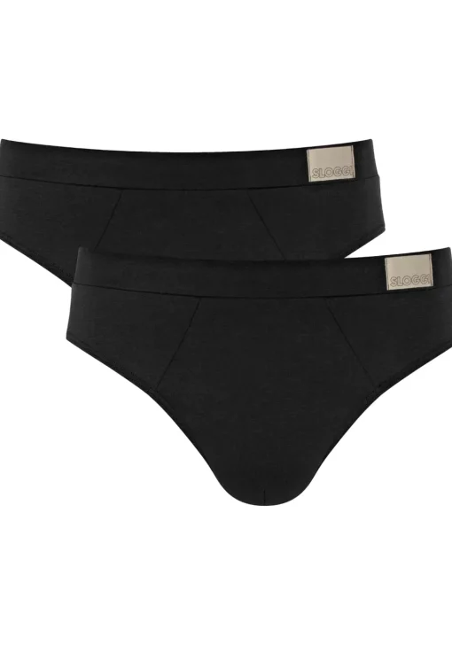 Sloggi Men GO Natural Brief, heren slip met smalle zijkanten (2-pack), zwart