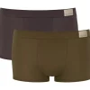 Sloggi Men GO Natural Hipster, heren boxershort korte pijp (2-pack), bruin en olijfgroen