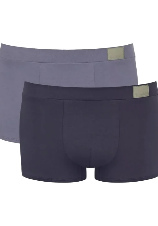 Sloggi Men GO Natural Hipster, heren boxershort korte pijp (2-pack), licht- en donkerblauw