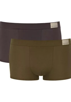 Sloggi Men GO Natural Hipster, heren boxershort korte pijp (2-pack), bruin en olijfgroen