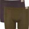 Sloggi Men GO Natural Short, heren boxershort korte pijp (2-pack), bruin en olijfgroen