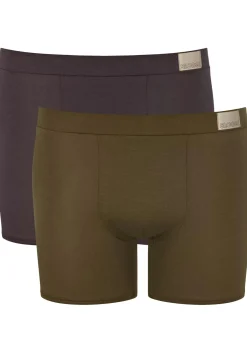 Sloggi Men GO Natural Short, heren boxershort korte pijp (2-pack), bruin en olijfgroen