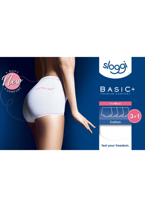 Sloggi Women Basic Maxi, dames maxi slip (4-Pack), wit