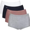 Sloggi Women Basic+ Maxi (4-pack), dames slip, wit, beige, zwart, grijs