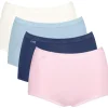 Sloggi Women Basic+ Maxi (4-pack), dames slip, wit, lichtblauw, donkerblauw, roze