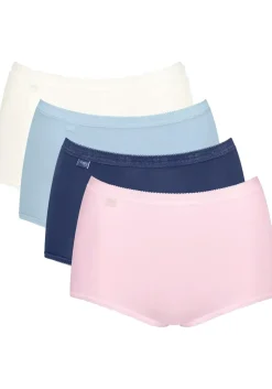 Sloggi Women Basic+ Maxi (4-pack), dames slip, wit, lichtblauw, donkerblauw, roze
