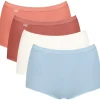 Sloggi Women Basic+ Maxi (4-pack), dames slip, wit, lichtblauw, abrikoos, terra