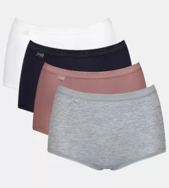 Sloggi Women Basic+ Maxi (4-pack), dames slip, wit, beige, zwart, grijs