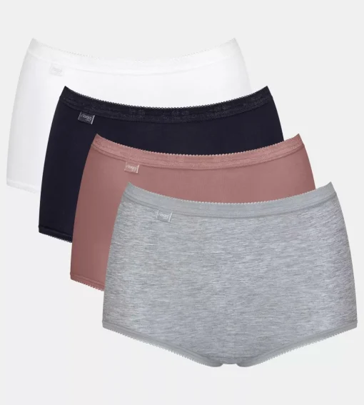 Sloggi Women Basic+ Maxi (4-pack), dames slip, wit, beige, zwart, grijs