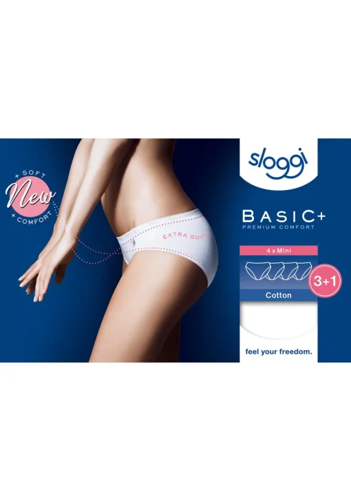 Sloggi Women Basic Mini, dames mini slip (4-Pack), wit