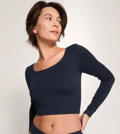 Sloggi Women EVER Infused Aloe Crop top LS (1-pack), dames korte top, donkerblauw