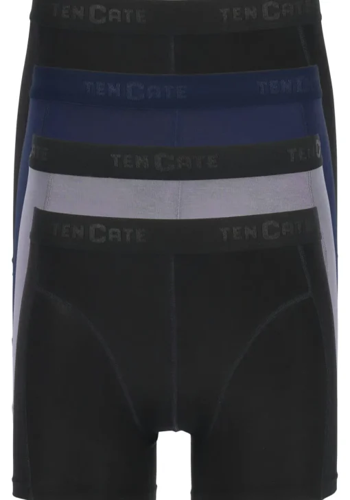 TEN CATE Basics men bamboo viscose shorts (4-pack), heren boxers normale lengte, zwart, blauw en grijs