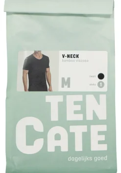 TEN CATE Basics men bamboo viscose T-shirt (1-pack), heren T-shirt V-hals, zwart