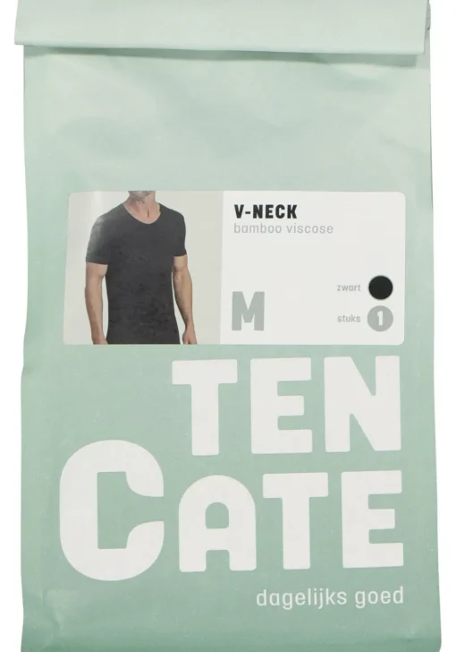 TEN CATE Basics men bamboo viscose T-shirt (1-pack), heren T-shirt V-hals, zwart