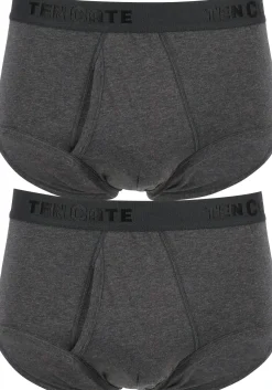 TEN CATE Basics men classic slip met gulp (2-pack), heren heupslips, antraciet grijs melange