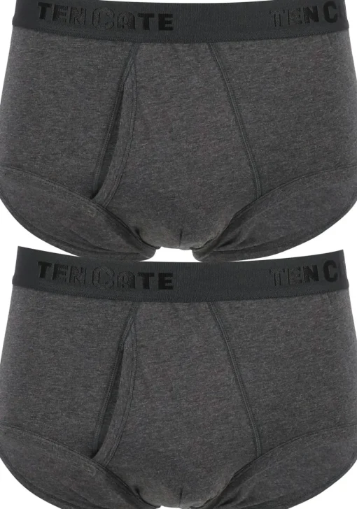 TEN CATE Basics men classic slip met gulp (2-pack), heren heupslips, antraciet grijs melange