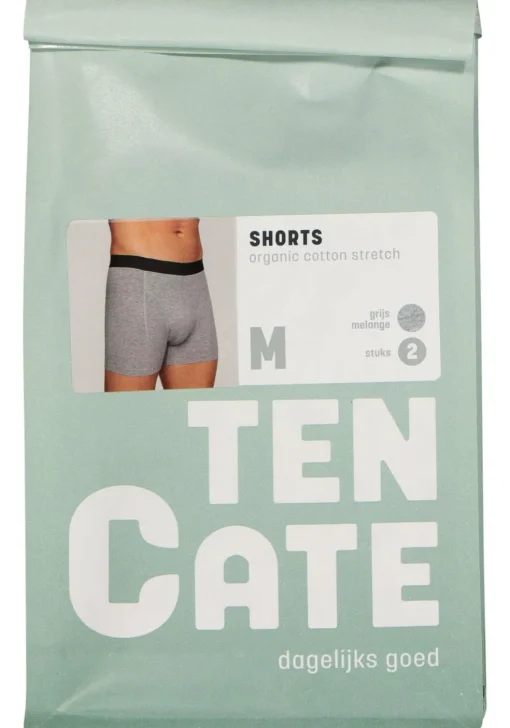 TEN CATE Basics men shorts (2-pack), heren boxers normale lengte, grijs melange