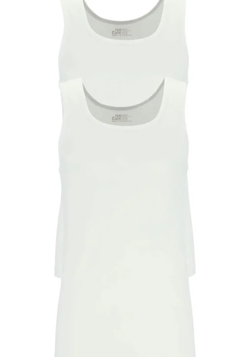 TEN CATE Basics men singlet (2-pack), heren hemden O-hals, wit