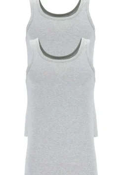 TEN CATE Basics men singlet (2-pack), heren hemden O-hals, grijs melange