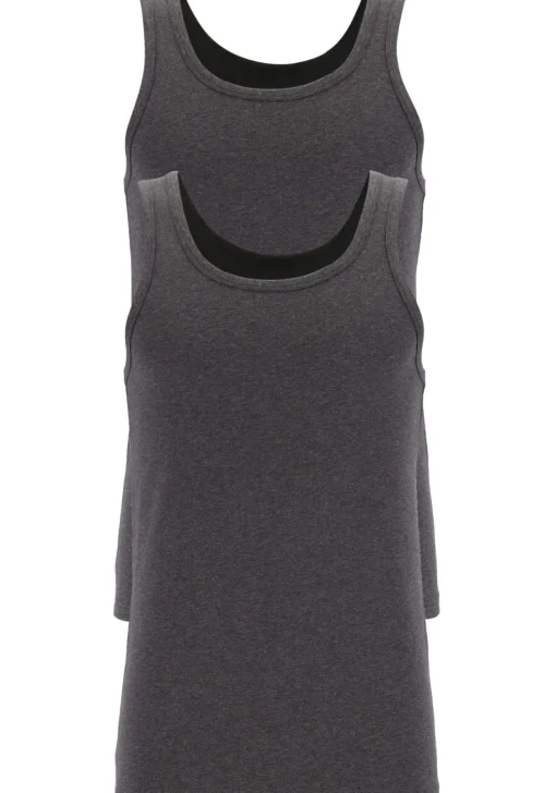 TEN CATE Basics men singlet (2-pack), heren hemden O-hals, antraciet grijs melange