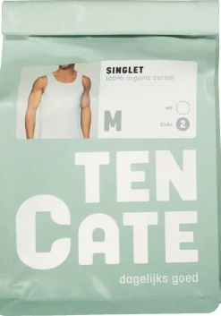 TEN CATE Basics men singlet (2-pack), heren hemden O-hals, wit